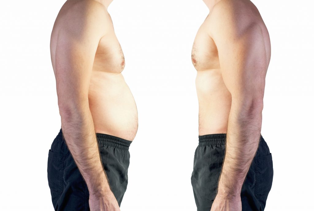 body of man between fat and thin